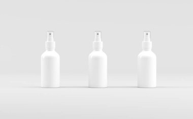 Beyaz Plastik Sprey Şişe Model 3B Görüntü