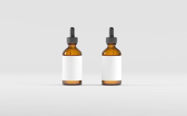 Amber Damlası Şişe Model 3D Görüntü - İki Şişe