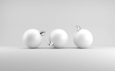 Beyaz Matte Noel Baloları 3D Görüntü