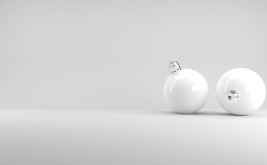 Beyaz Matte Noel Baloları 3D Görüntü