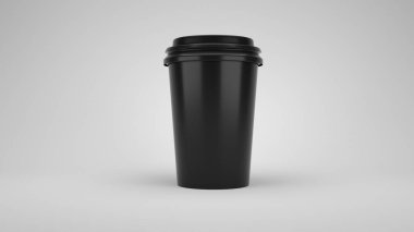 Siyah Kağıt Kahve Kupası 3D Görüntü