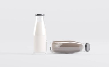 Süt Şişeleri Model 3D Görüntü