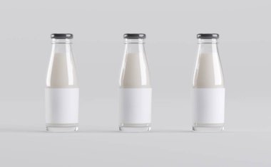 Süt Şişeleri Model 3D Görüntü