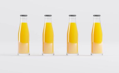 Meyve Suyu Şişeleri 3D Görüntü