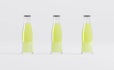 Meyve Suyu Şişeleri 3D Görüntü