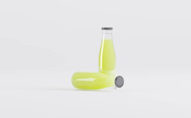 Meyve Suyu Şişeleri 3D Görüntü