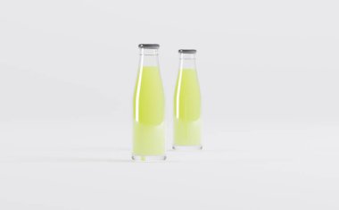 Meyve Suyu Şişeleri 3D Görüntü