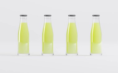 Meyve Suyu Şişeleri 3D Görüntü