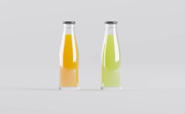 Meyve Suyu Şişeleri 3D Görüntü