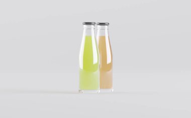 Meyve Suyu Şişeleri 3D Görüntü