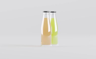 Meyve Suyu Şişeleri 3D Görüntü