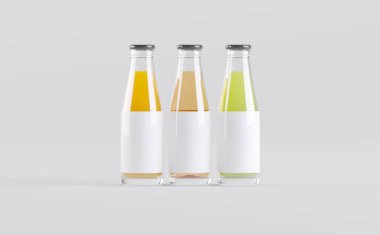 Meyve Suyu Şişeleri 3D Görüntü