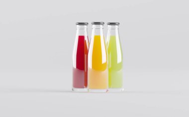 Meyve Suyu Şişeleri 3D Görüntü