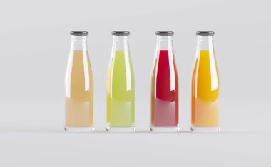 Meyve Suyu Şişeleri 3D Görüntü