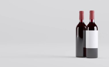 Şarap Şişeleri 3 boyutlu tasvir