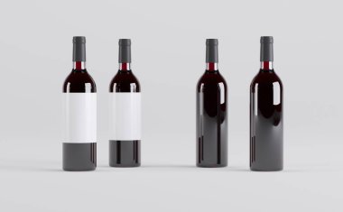 Şarap Şişeleri 3 boyutlu tasvir