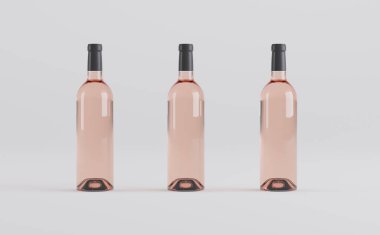 Şarap Şişeleri 3 boyutlu tasvir