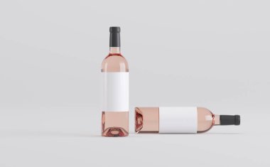 Şarap Şişeleri 3 boyutlu tasvir