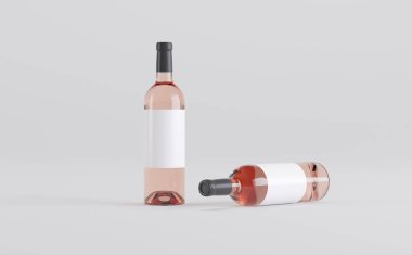 Şarap Şişeleri 3 boyutlu tasvir