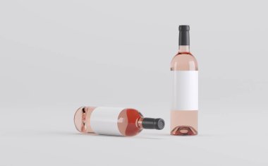 Şarap Şişeleri 3 boyutlu tasvir