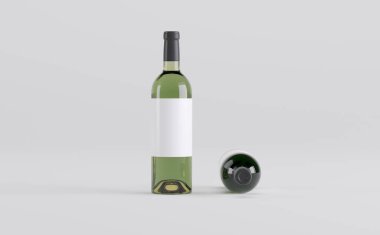 Şarap Şişeleri 3 boyutlu tasvir