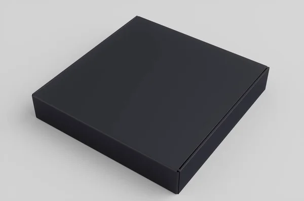 ブラックボックス 段ボール箱モックアップ3Dイラスト — ストック写真