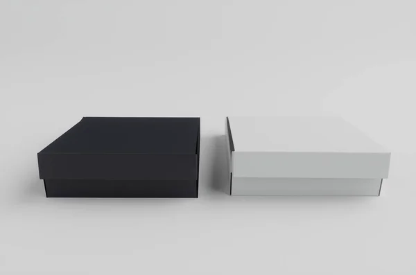 Δύο Κουτιά Λευκό Και Μαύρο Χρώμα Χαρτονιού Πλαίσιο Mockup Εικονογράφηση — Φωτογραφία Αρχείου