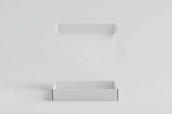 Białe Pudełko Kartonowa Makieta Ilustracja — Zdjęcie stockowe