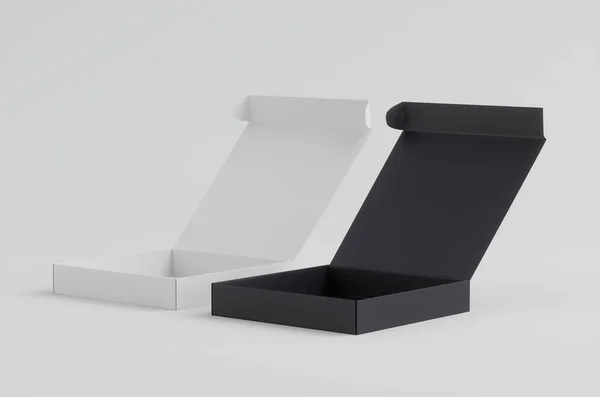 Kutu Beyaz Siyah Karton Kutu Model Resim — Stok fotoğraf