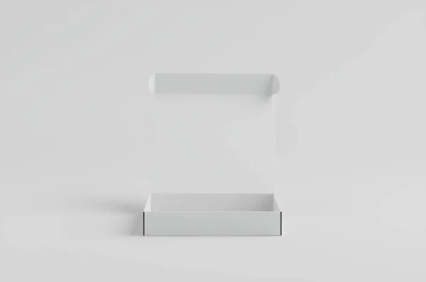 Białe Pudełko Kartonowa Makieta Ilustracja — Zdjęcie stockowe