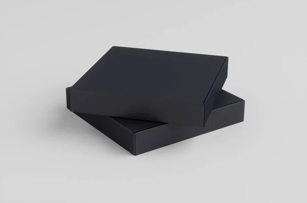 Μαύρο Κουτί Χαρτονένιο Πλαίσιο Εικονογράφηση Mockup — Φωτογραφία Αρχείου
