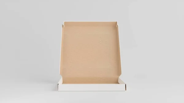 Scatola Cartone Confezione Regalo Postale Imballaggio Pizza Box Mockup Illustrazione — Foto Stock