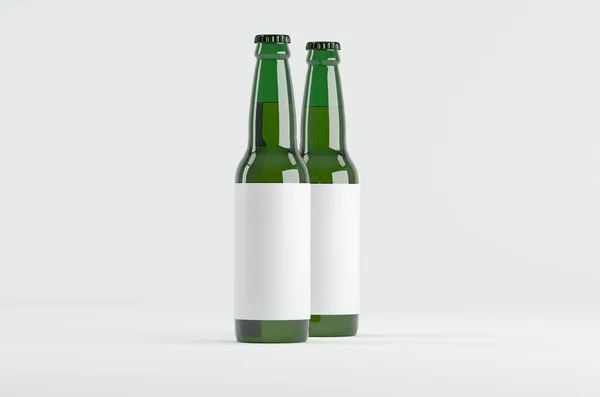Botella Cerveza Ilustración Mockup Verde —  Fotos de Stock