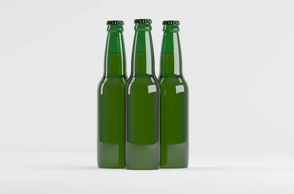Butelka Piwa Green Mockup Ilustracja — Zdjęcie stockowe
