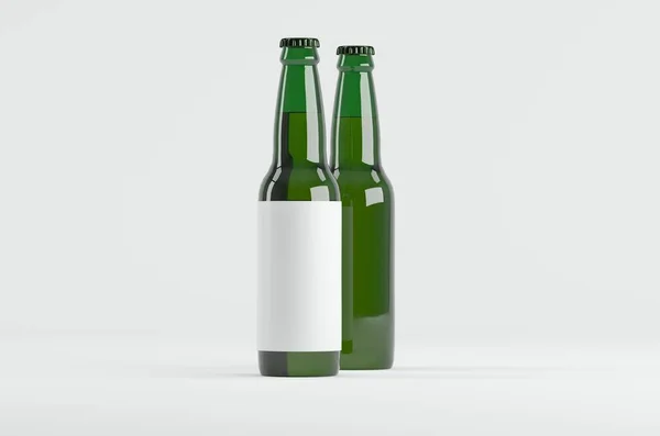 Botella Cerveza Ilustración Mockup Verde —  Fotos de Stock