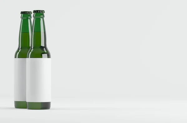 Зеленый Макет Бутылок Пива Illustration — стоковое фото