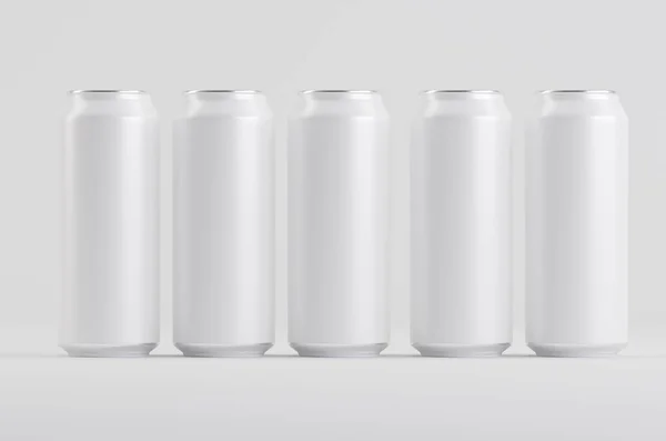 Bir Soda Putih Aluminium Dapat Mockup Ilustrasi — Stok Foto