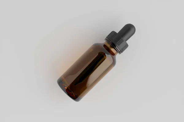 Butelka Upuszczenia Brązowy Amber Mockup Ilustracja — Zdjęcie stockowe