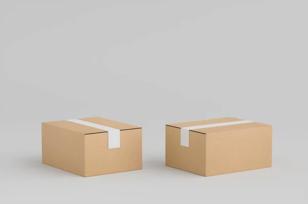 Caja Cartón Ilustración Mockup —  Fotos de Stock