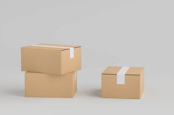 Caja Cartón Ilustración Mockup —  Fotos de Stock