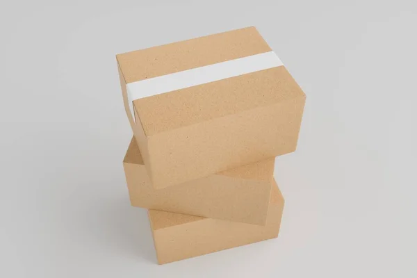 Cardboard Carton Box Mockup Illustration — Stock Photo, Image