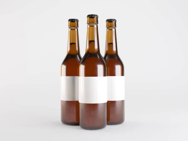 Botellas Cerveza Ilustración Mockup —  Fotos de Stock