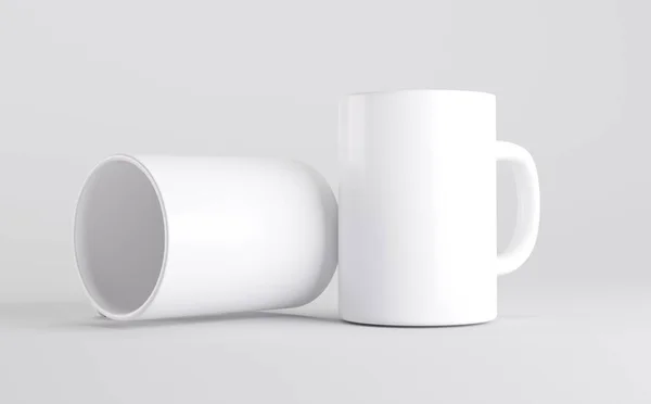 Vit Kaffe Mugg Cup Mockup Illustration — Stockfoto