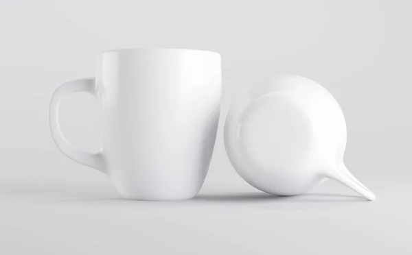 ホワイトコーヒーマグカップモックアップ3Dイラスト — ストック写真