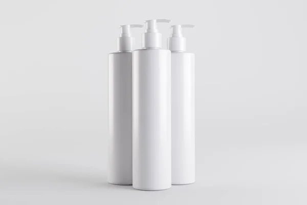 Beyaz Kozmetik Şampuan Kutuları Boyutlu Görüntü — Stok fotoğraf