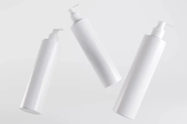 Garrafas Dispensador Xampu Cosmético Branco Ilustração — Fotografia de Stock