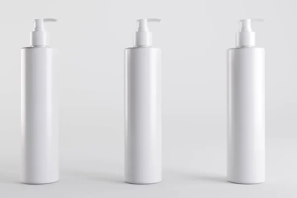 Botellas Dispensadoras Champú Cosmético Blanco Ilustración —  Fotos de Stock