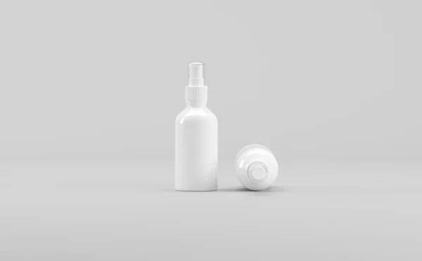 Fehér Műanyag Spray Palack Mockup Illusztráció — Stock Fotó