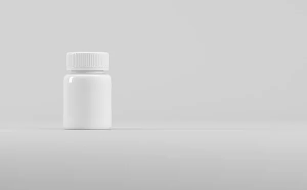 Biały Plastikowy Suplement Mockup Ilustracja Medycyna Farmaceutyczna — Zdjęcie stockowe