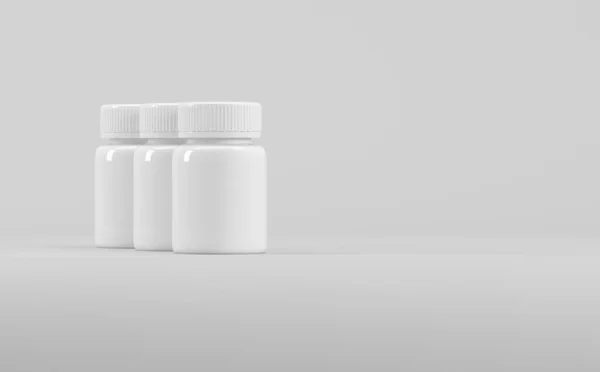 Biały Plastikowy Suplement Mockup Ilustracja Medycyna Farmaceutyczna — Zdjęcie stockowe